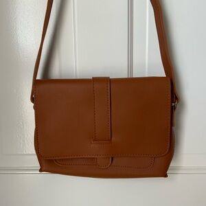 Brown Faux Leather Shoulder Bag
